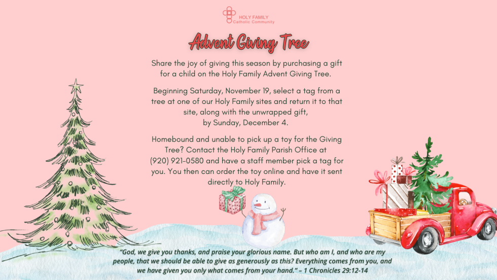 Advent Giving Tree returns to Holy Family Holy Family Catholic Church